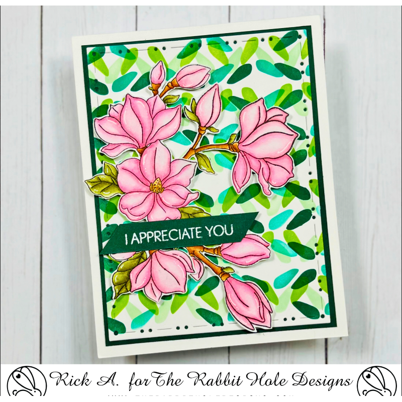 The Rabbit Hole Designs Mindful Magnolias Dies trh-223d pink flowers