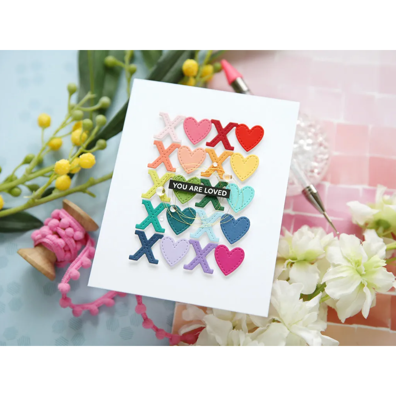 Pretty Pink Posh XOXO Heart Border Die hearts | color-code:ALT03