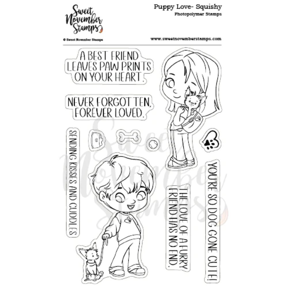 Sweet November Stamps Puppy Love Clear Stamp Set sns-pl-sq-24