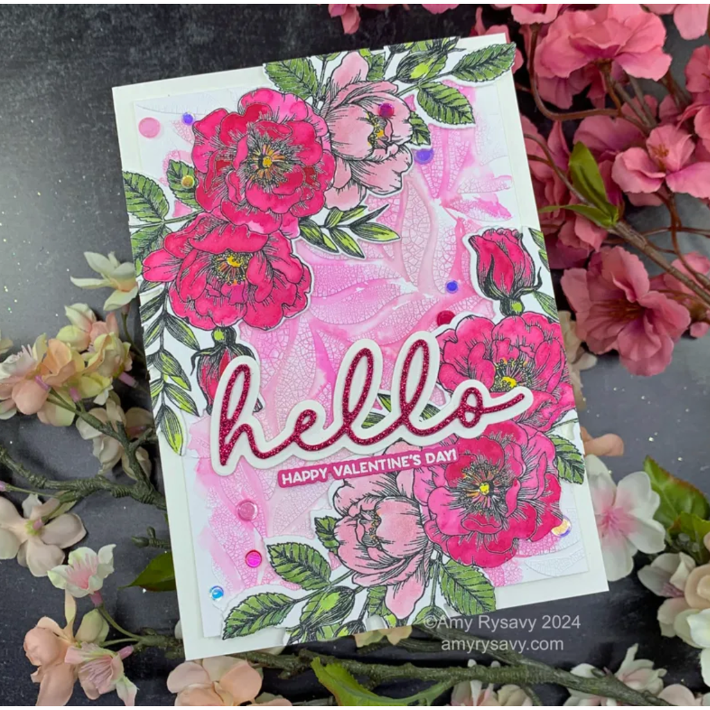 Tim Holtz Distress Cocktail Party Mica Stain Ranger Valentines Flowers Card | color-code:ALT03