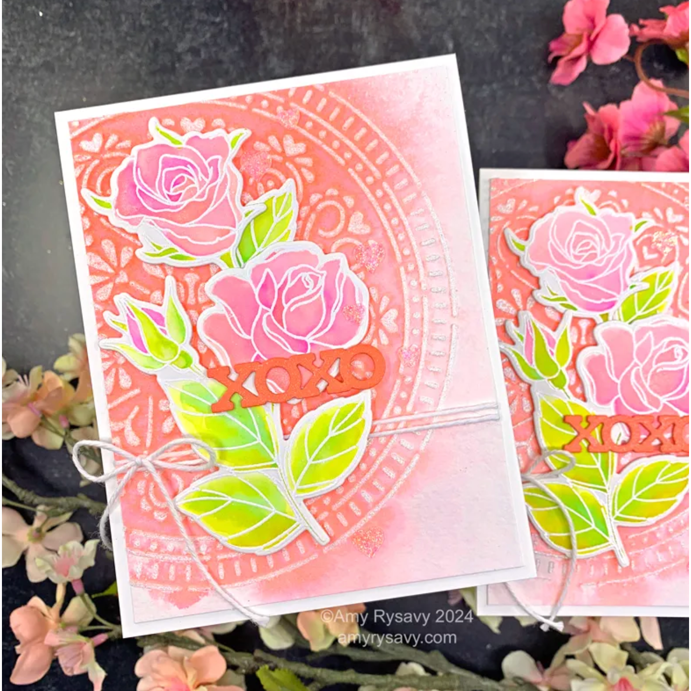 Trinity Stamps Sparkle Pink Hearts Flat Confetti Embellishment Box tsb-394 Valentine’s Watercolor Card | color-code:ALT01