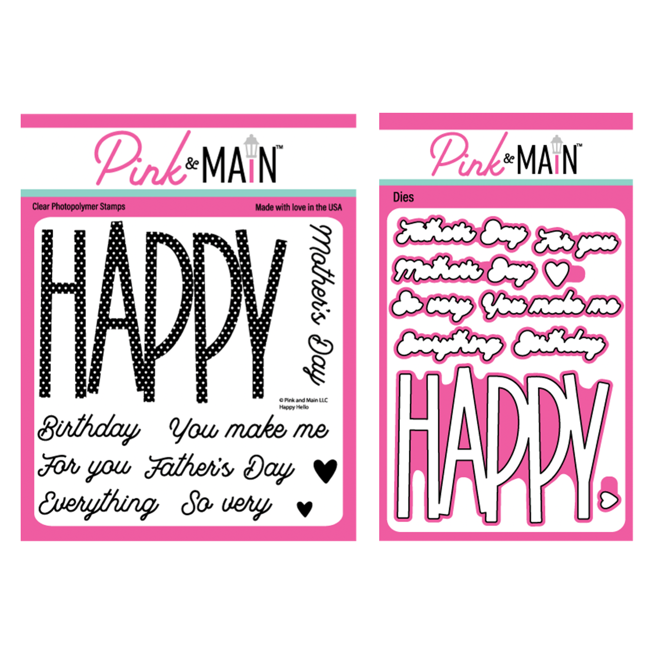 Pink and Main Happy Hello Clear Stamp and Die Set