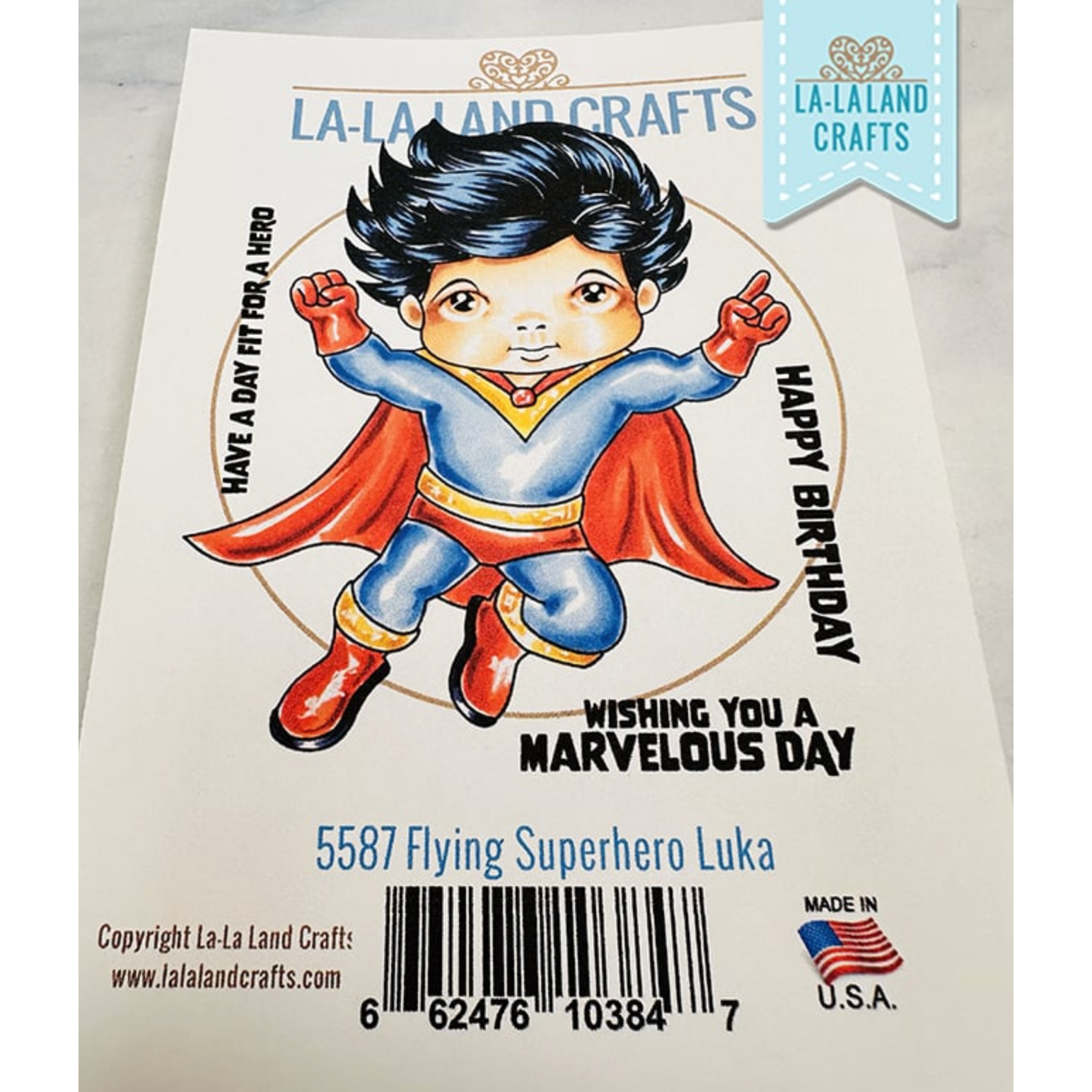 La-La Land Crafts Flying Superhero Luka Cling Stamp 5587