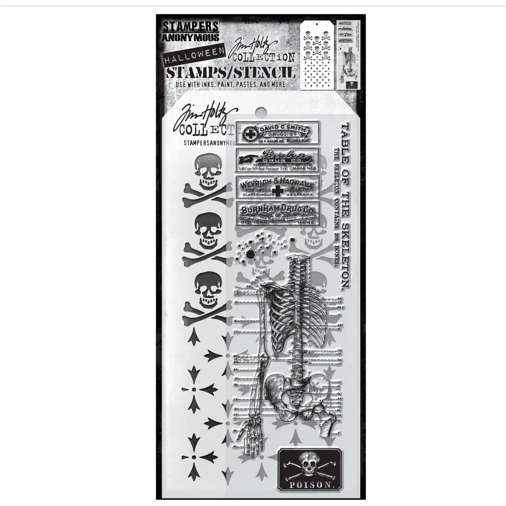 Tim Holtz Clear Stamps and Stencil EXAMINATION THMM129
