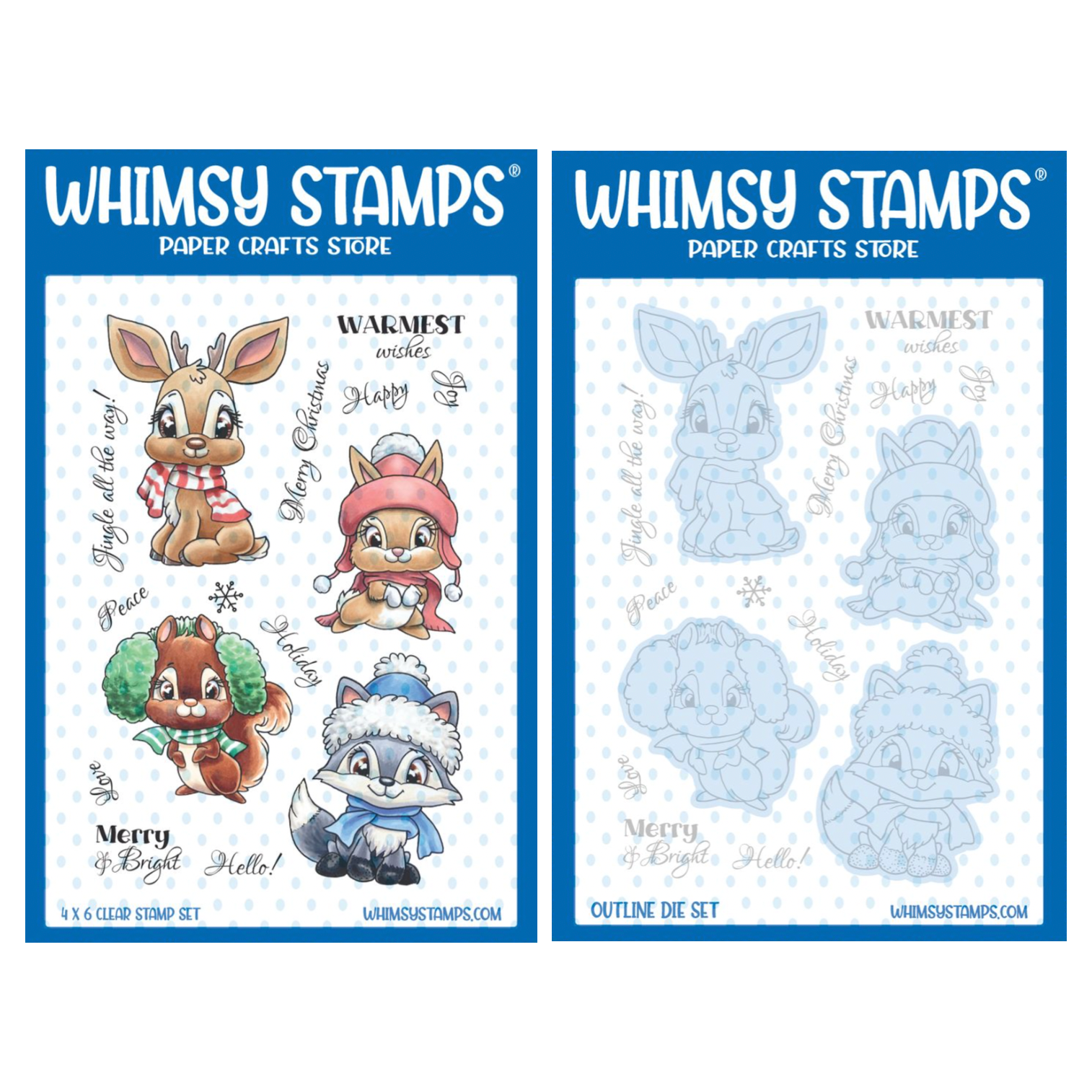 Whimsy Stamps Christmas in the Woods Clear Stamps and Outline Dies Set