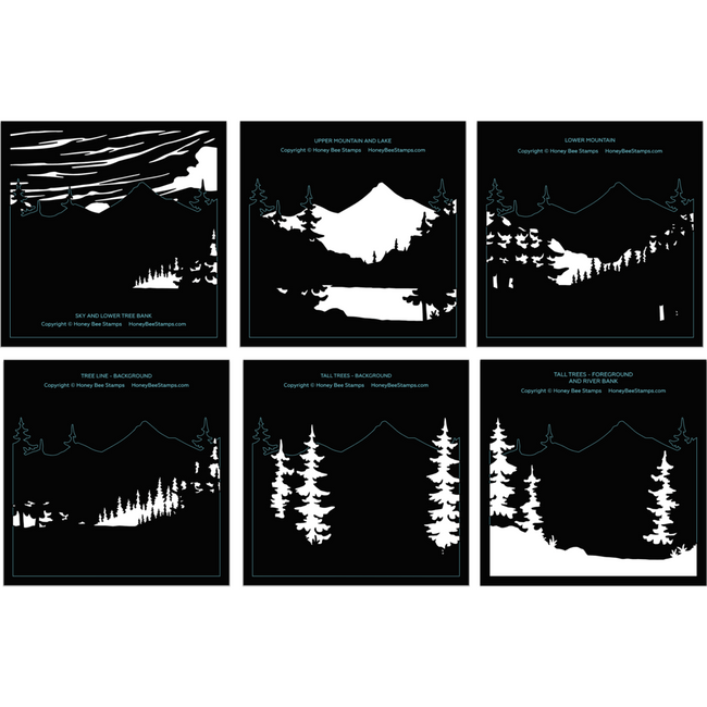 Honey Bee At The Lake Set Of 6 Layering Stencils hbsl-126 individual stencils