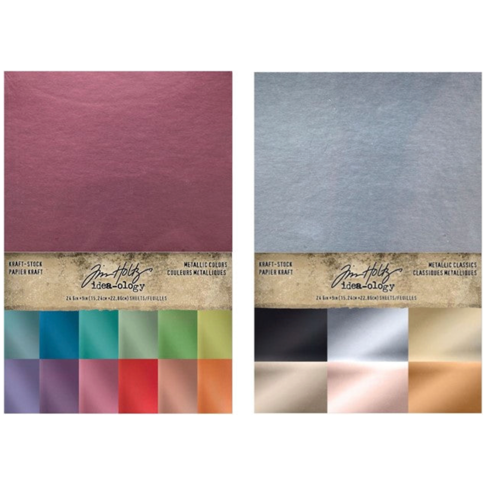 Tim Holtz Idea-ology Kraft Stock Metallic Colors and Classics Bundle