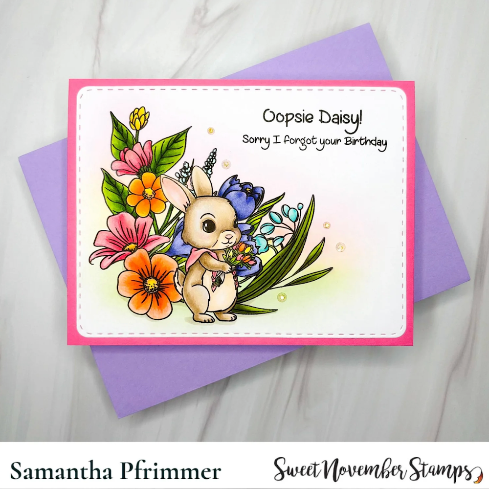 Sweet November Stamps Enchanted Spring Flowers Clear Stamp Set sns-sp-ef-24 bunny