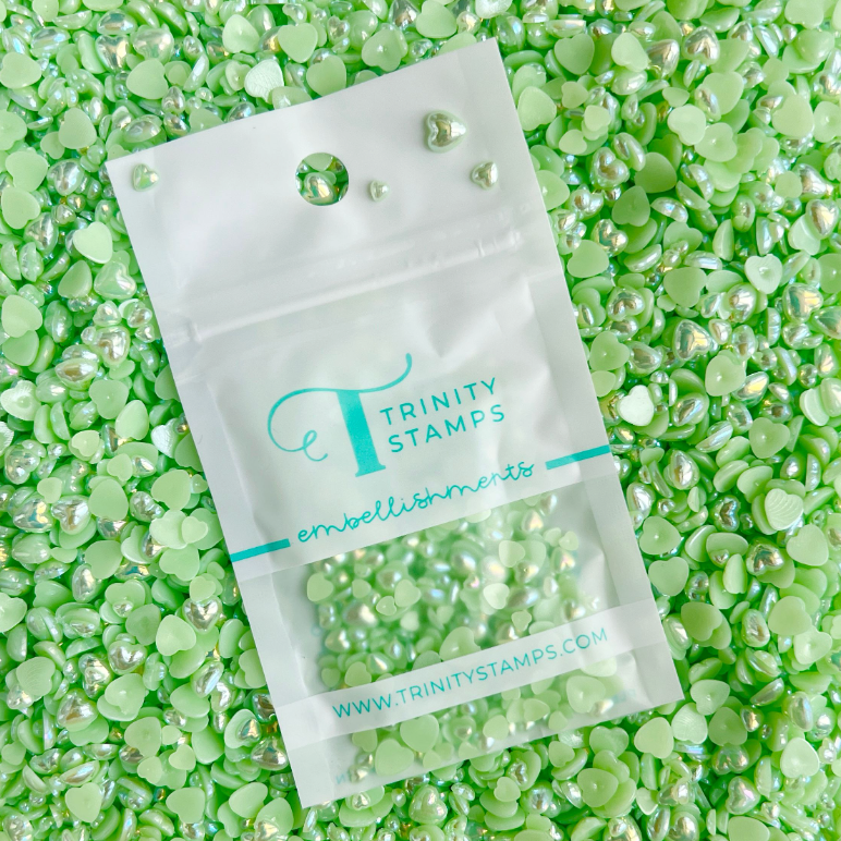 Trinity Stamps Chinoise Green Heart Baubles Embellishment Mix emb-0170