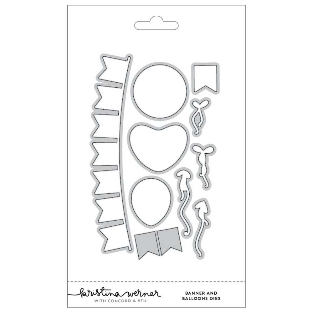 Concord & 9th Kristina Werner Banner and Balloons Stamp Die Stencil Bundle