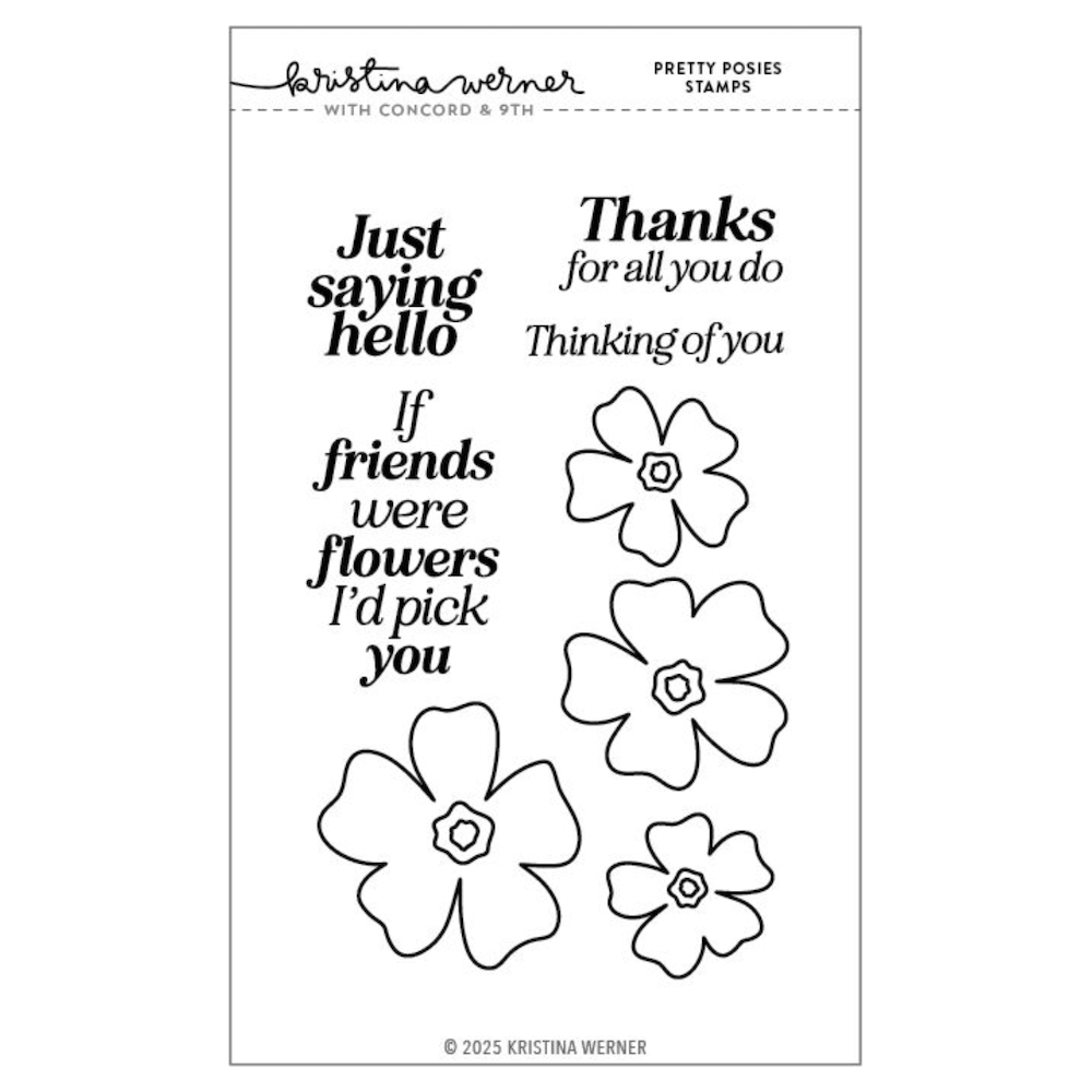 Concord & 9th Kristina Werner Pretty Posies Stamps Stencil and Die Bundle