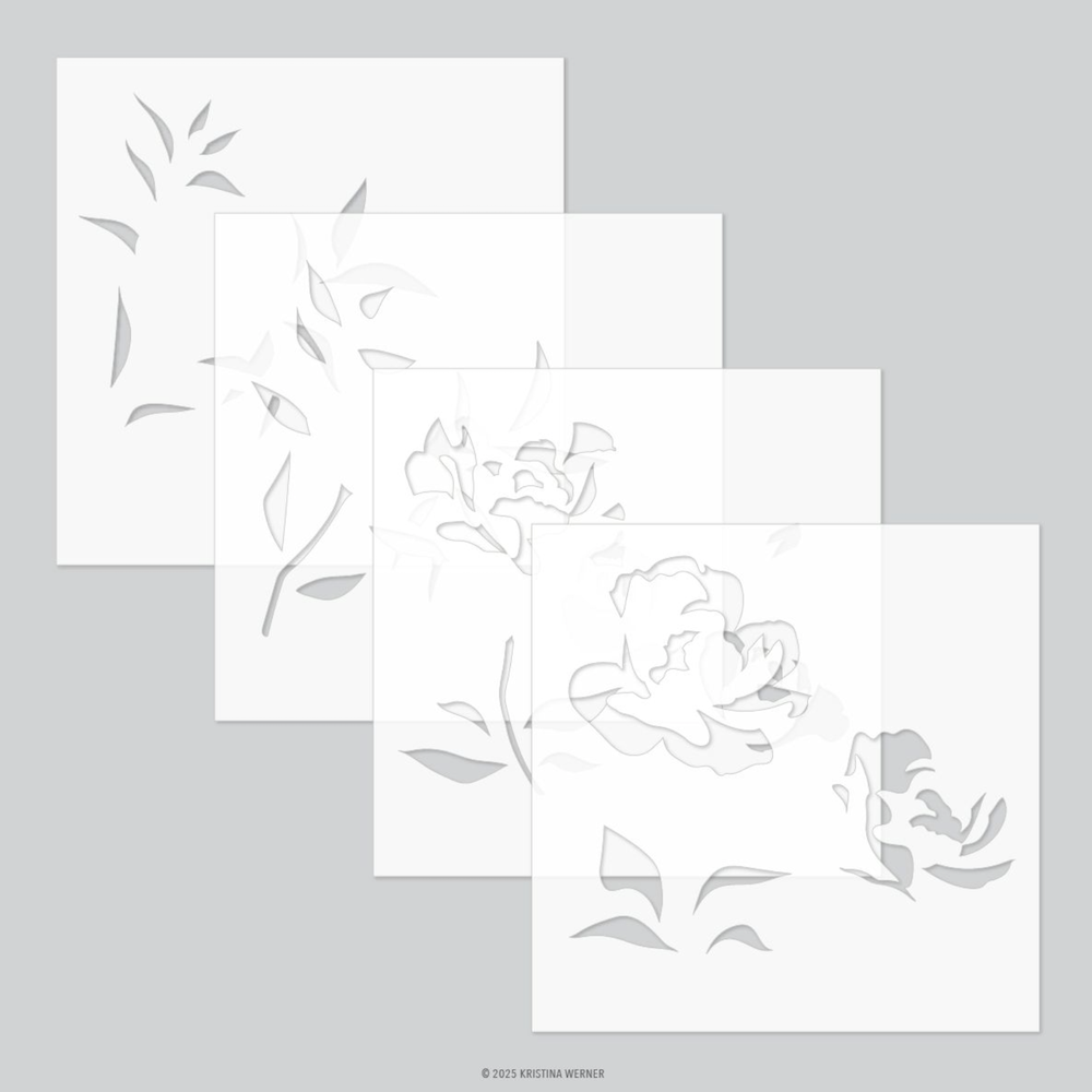 Concord & 9th Kristina Werner Long Line Roses Stamp Die and Stencil Bundle