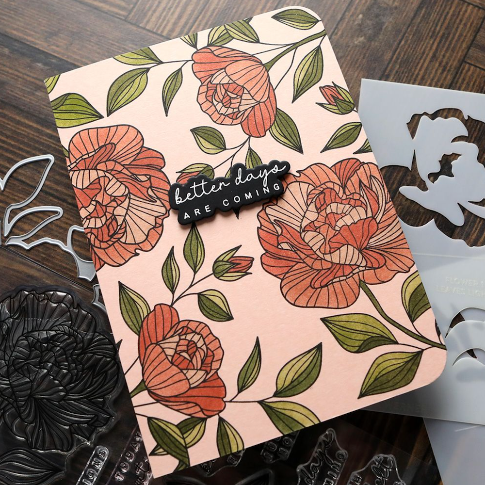 Concord & 9th Kristina Werner Long Line Roses Stamp Die and Stencil Bundle