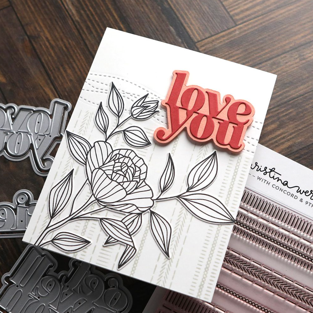 Concord & 9th Kristina Werner Long Line Roses Stamp Die and Stencil Bundle