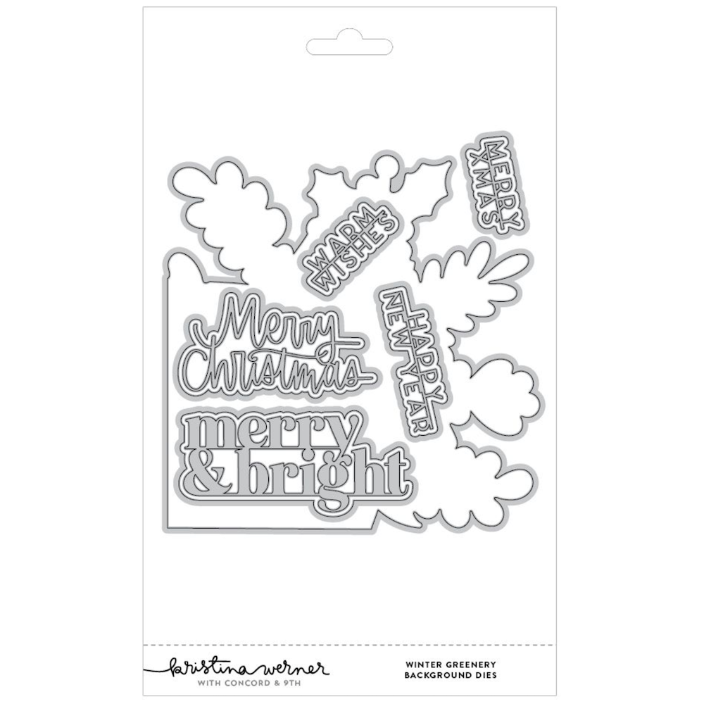 Concord & 9th Kristina Werner Winter Greenery Background Stamp Die and Stencil Bundle