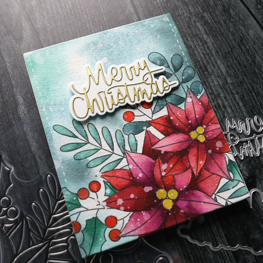 Concord & 9th Kristina Werner Winter Greenery Background Stamp Die and Stencil Bundle