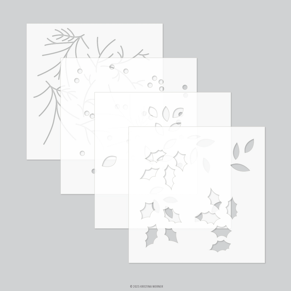 Concord & 9th Kristina Werner Easy Repeat Holly Background Stamp and Stencil Bundle