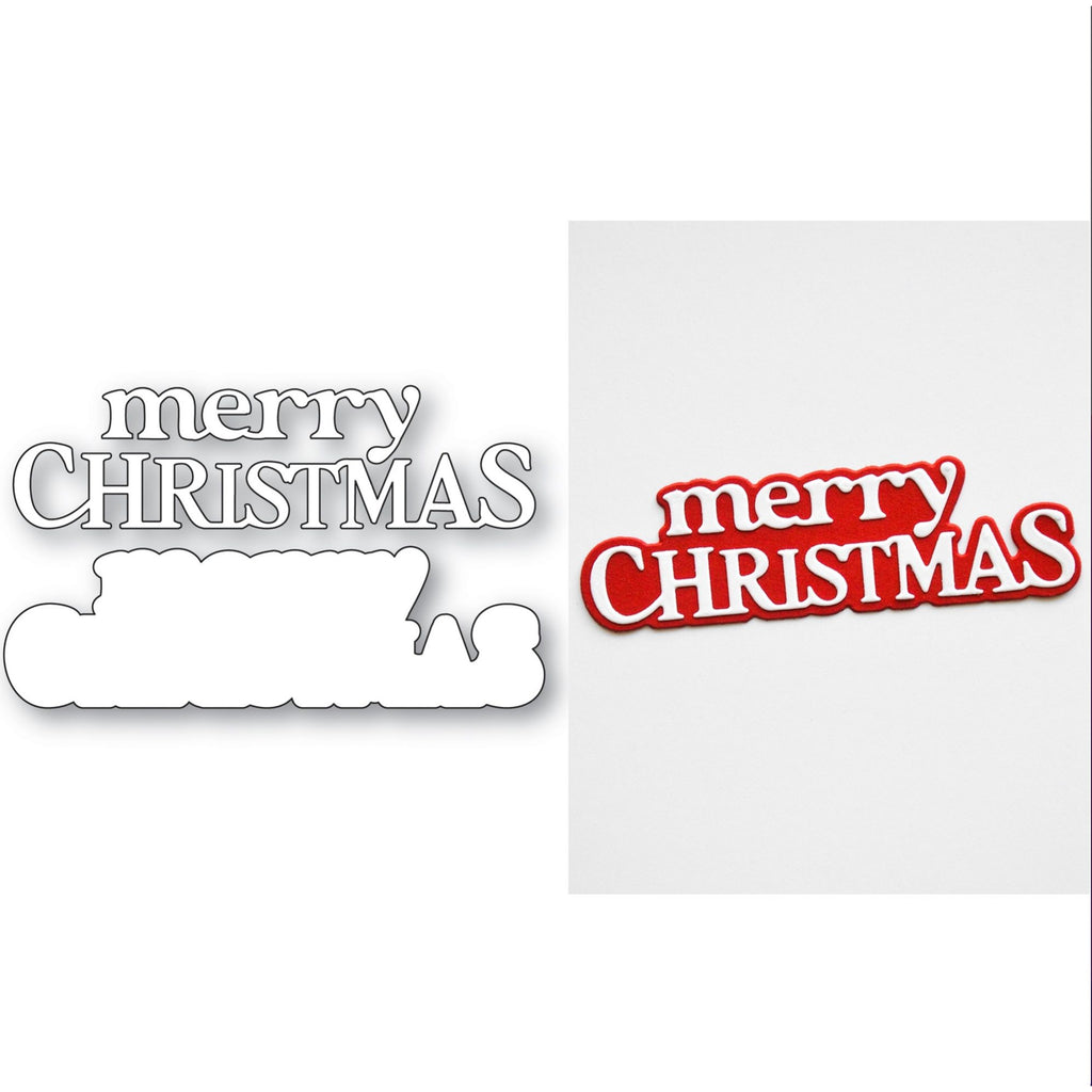 Memory Box Merry Christmas Timeless Script Dies 95001 line work