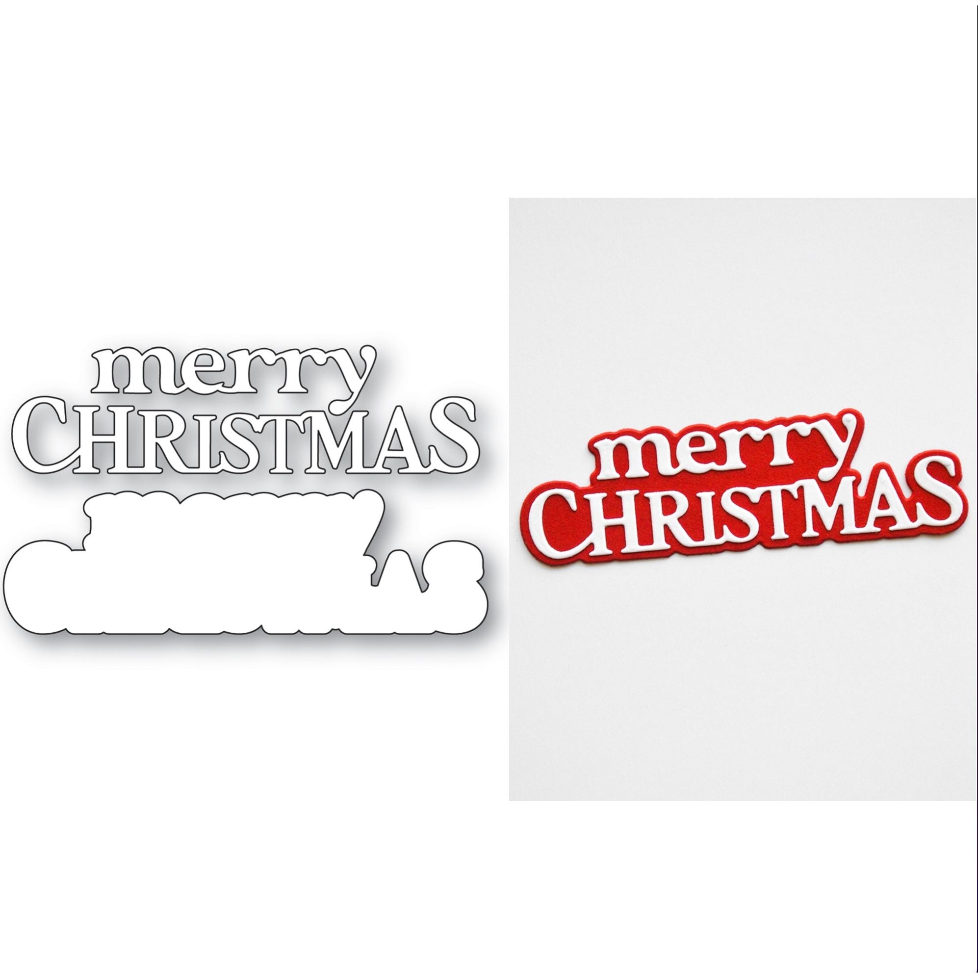 Memory Box Merry Christmas Timeless Script Dies 95001 line work