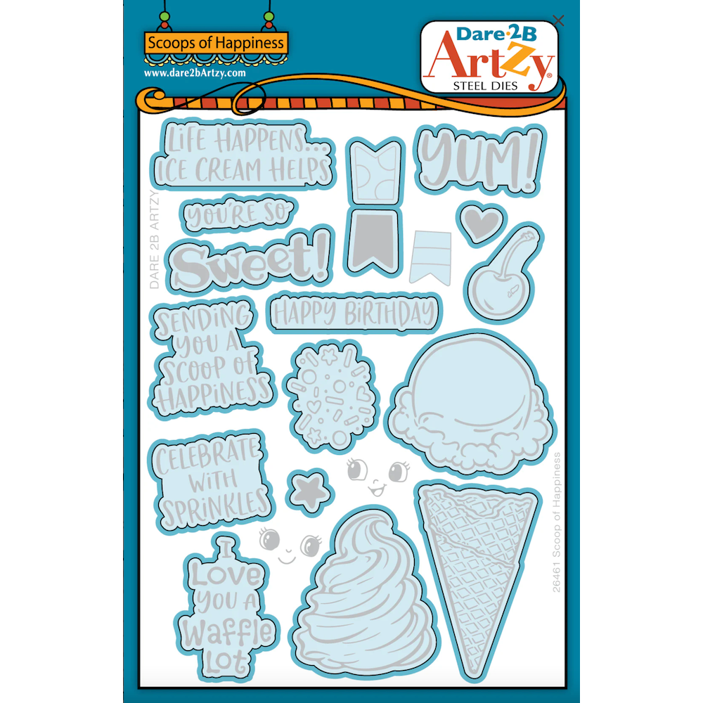 Dare 2B Artzy Scoops of Happiness Stamps and Dies Bundle