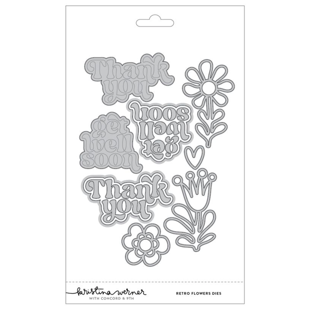 Concord & 9th Kristina Werner Retro Flowers Stamps Dies and Stencils Bundle