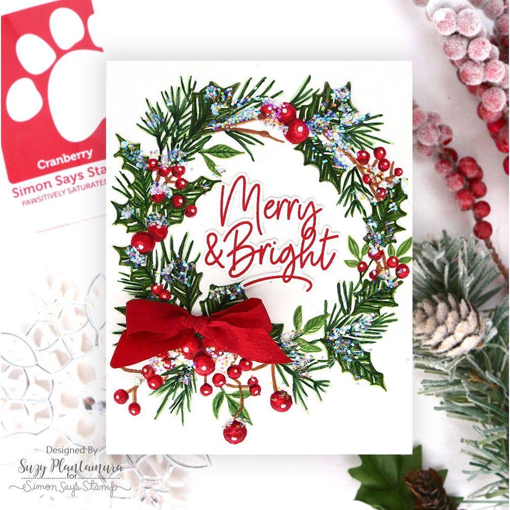 Simon Says Stamp Embossing Folder Holly Wreath sf417 Festive Fun Christmas Card | color-code:ALT02