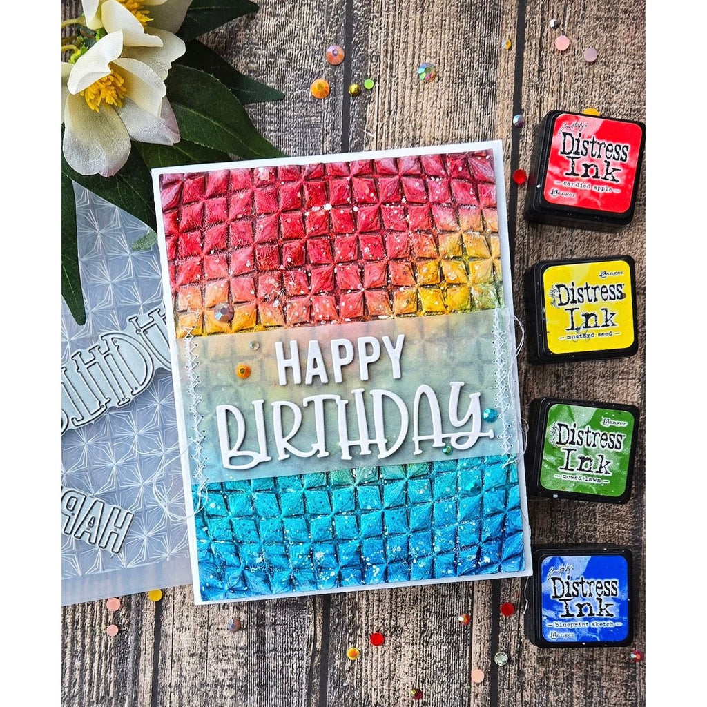 Simon Says Stamp Embossing Folder Diamond Warp sf409 Stamptember Birthday Card