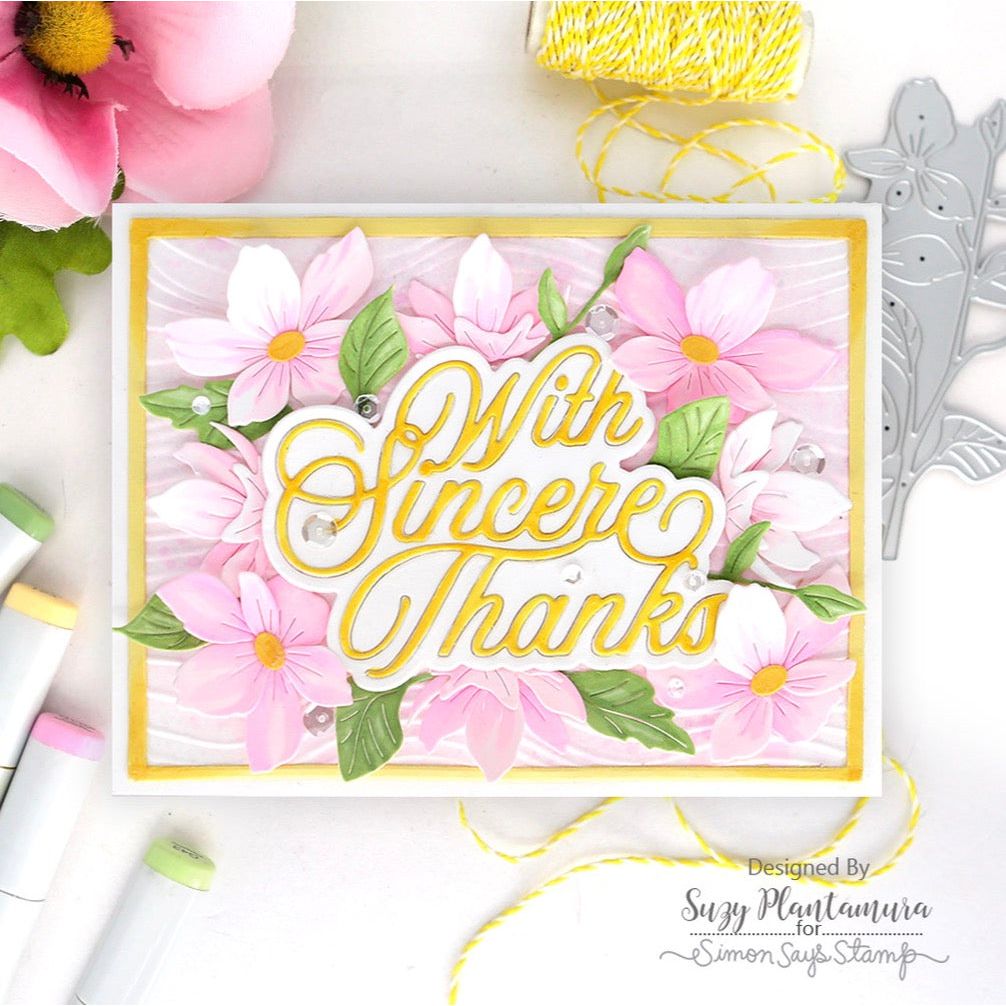 Simon Says Stamp Elegant Blossom Branch Wafer Dies s937 Stamptember Thanks Card | color-code:ALT06
