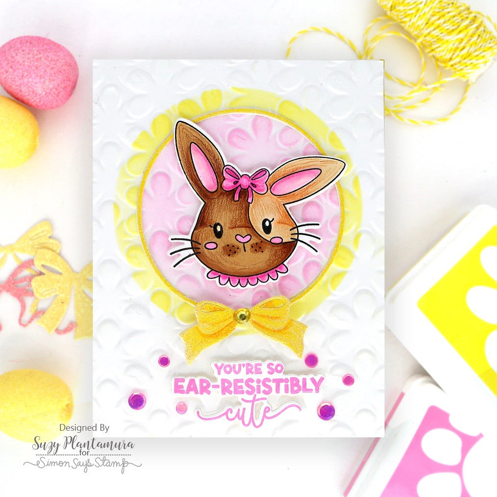 Simon Says Stamp Embossing Folder Stacked Blooms sf509 Rain or Shine Easter Card | color-code:ALT04