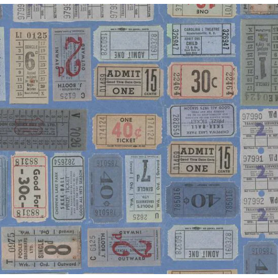 Tim Holtz Fabric By The Yard Indigo Tickets pwth292 Eclectic Elements Palette