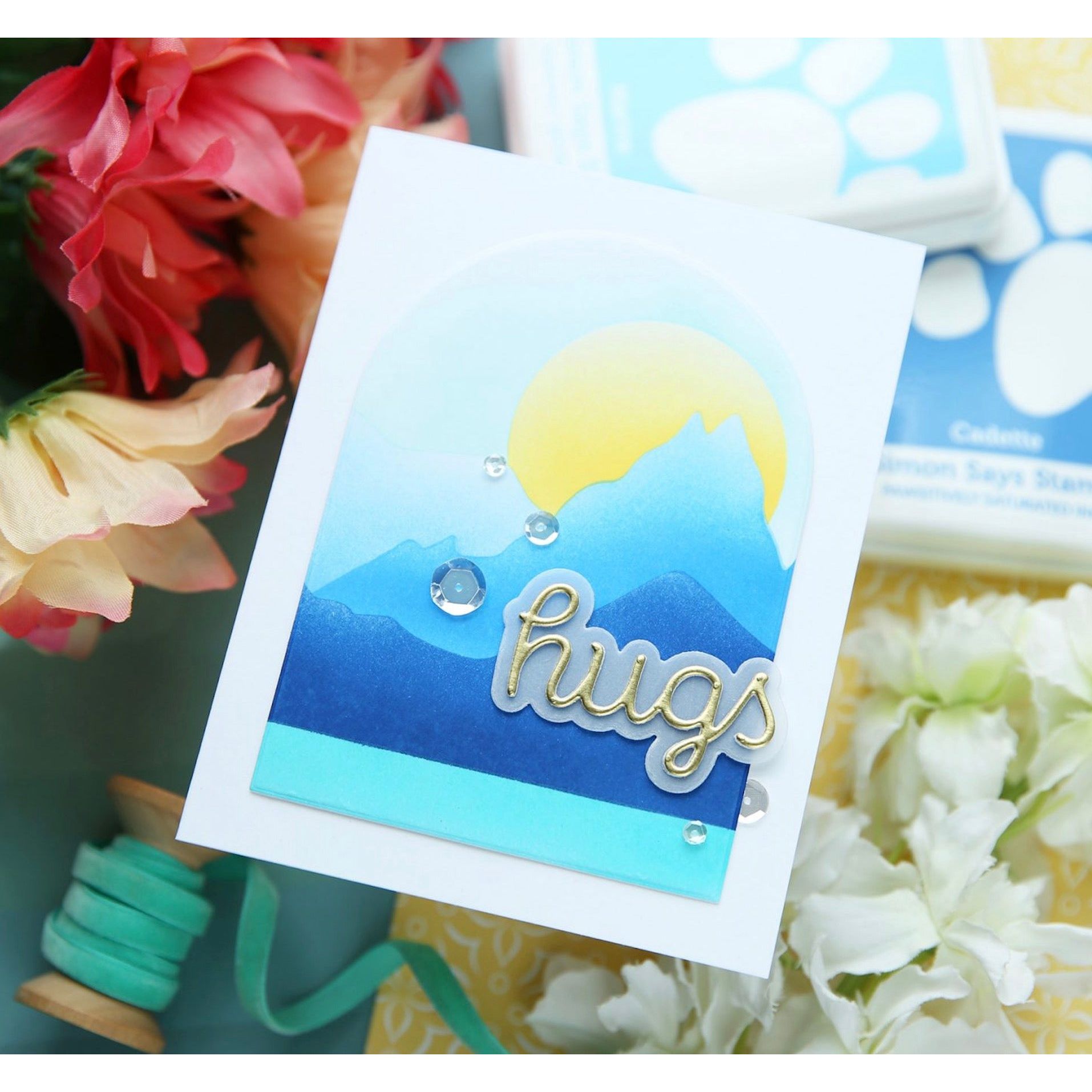 Simon Says Stamp Stencils Mountainscape 1092st Friend Like You Hugs Card | color-code:ALT04