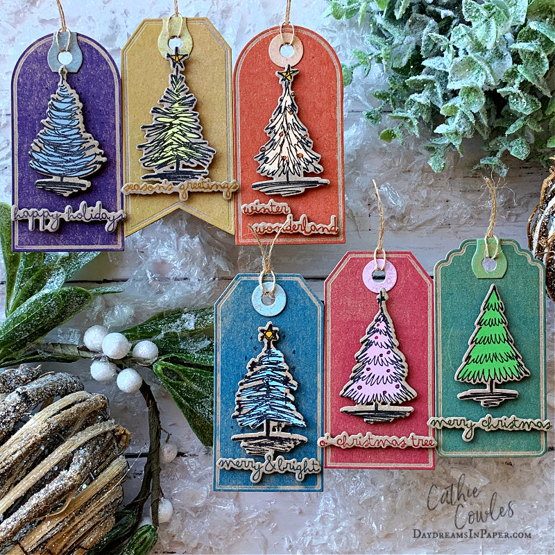 Tim Holtz Scribbly Christmas Stamps with Simon Says Stamp Dies Bundle setsc25 Christmas Tags