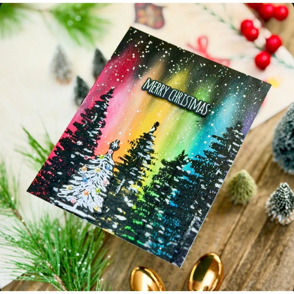 Tim Holtz Scribbly Christmas Stamps with Simon Says Stamp Dies Bundle setsc25 Christmas Card