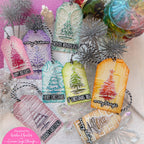 Tim Holtz Scribbly Christmas Stamps with Simon Says Stamp Dies Bundle setsc25 Christmas Tags