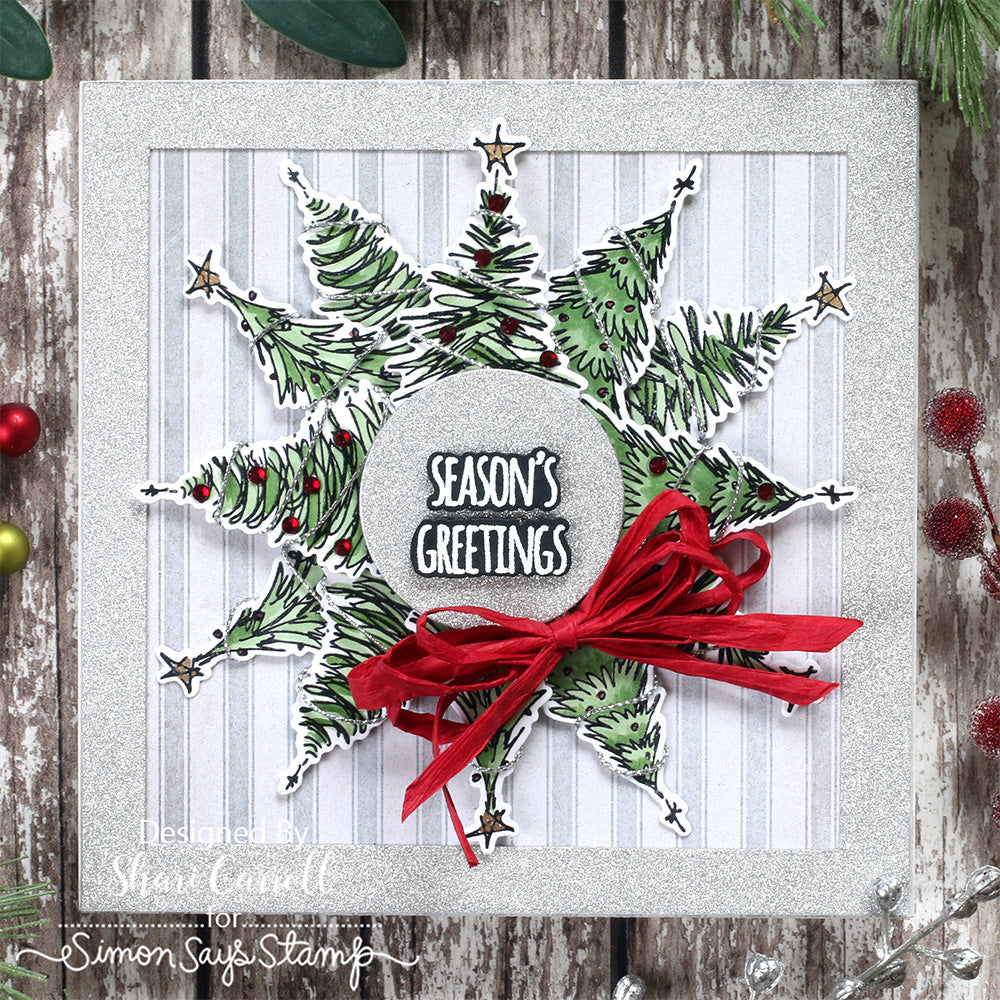 Tim Holtz Scribbly Christmas Stamps with Simon Says Stamp Dies Bundle setsc25 Christmas Decor