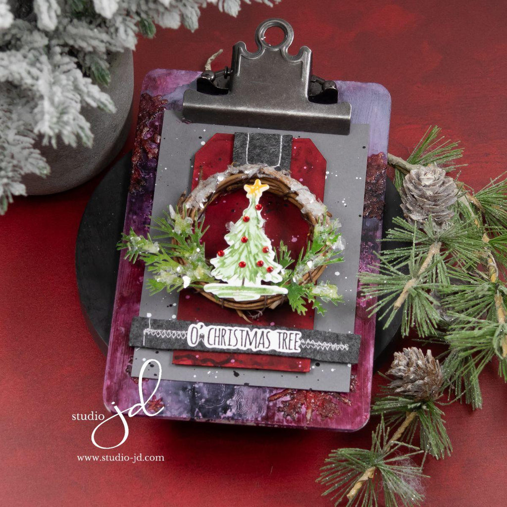 Tim Holtz Scribbly Christmas Stamps with Simon Says Stamp Dies Bundle setsc25 Christmas Mixed Media | color-code:ALT05
