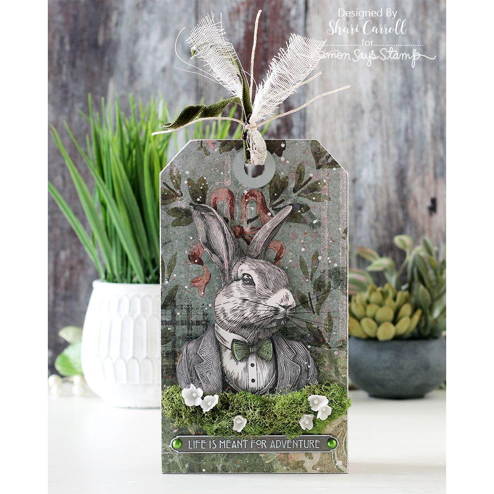 Tim Holtz Cling Rubber Stamps Mr. Rabbit cms478 tag