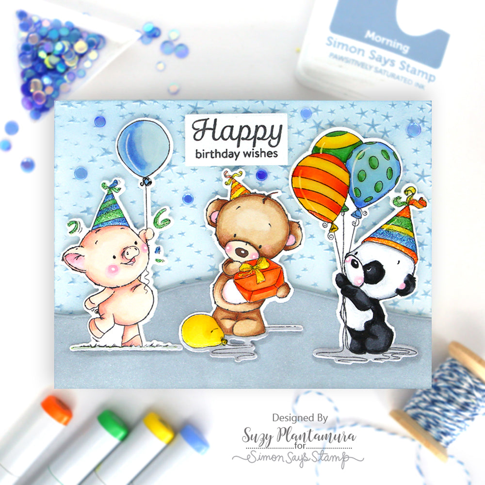Simon Says Stamp Embossing Folder Shimmering Starfall sf381 Celebrate Birthday Card