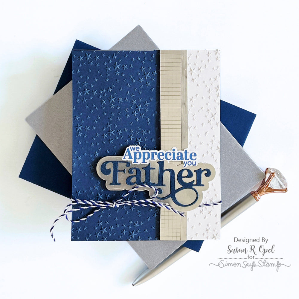Simon Says Stamp Embossing Folder Shimmering Starfall sf381 Celebrate Father's Day Card