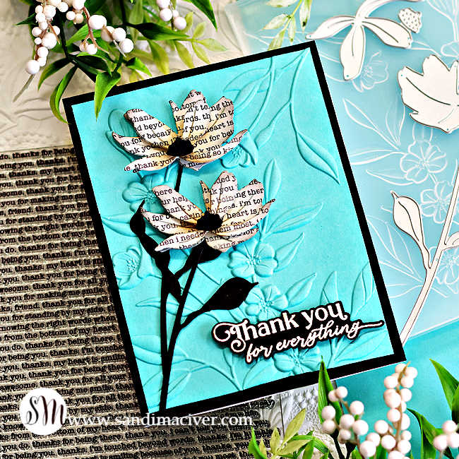 Simon Says Stamp Embossing Folder Floral Bunches sf501 Moments in Time Thank You Card | color-code:ALT14