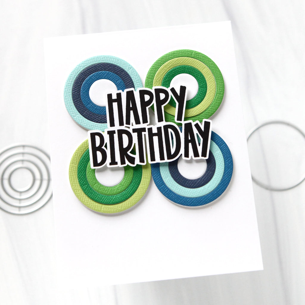 Simon Says Clear Stamps Paper Cut Messages 3463ssc Blue and Green Circles Birthday Card Cathy Zielske | color-code:ALT04