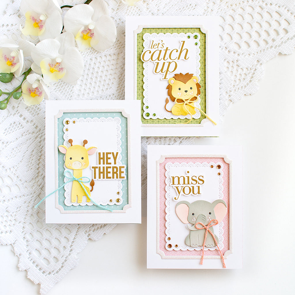 Simon Says Stamp A2 Notched Rectangles Wafer Dies 1415sd Always There Adorable Critters Card Set Heather Hoffman