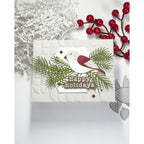 Simon Says Stamp Basic Shapes Hexagons Wafer Dies 1360sd DieCember Christmas Card with bird Karen Downs