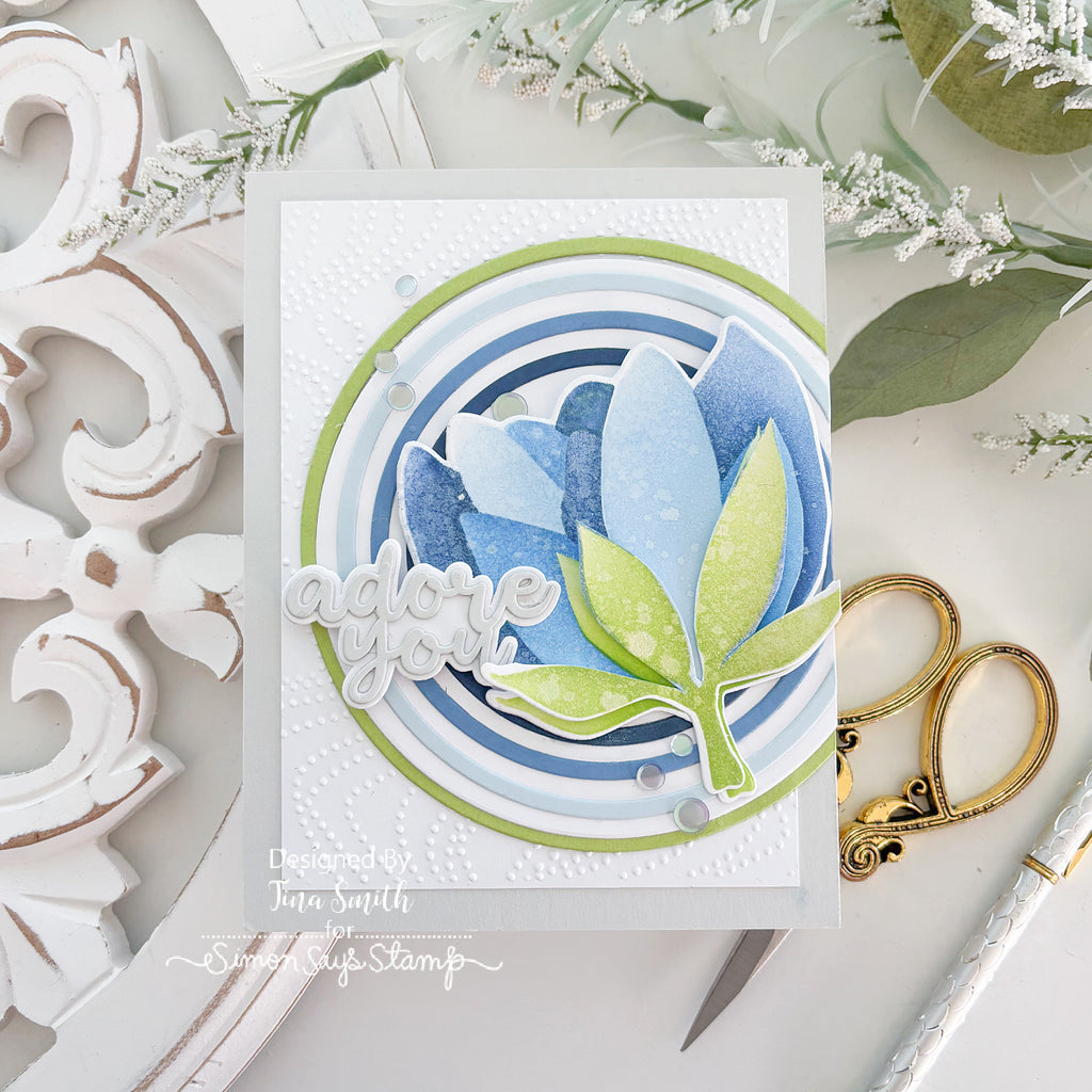 Simon Says Stamp Blooming Flower Wafer Dies 1632mdc Shine On Tina Smith Blue Floral Card | color-code:ALT01