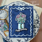 Simon Says Stamp Card Kit of the Month 2026 Subscription! August Start Date Nina-Marie Trapani Navy Vintage Bouquet Card