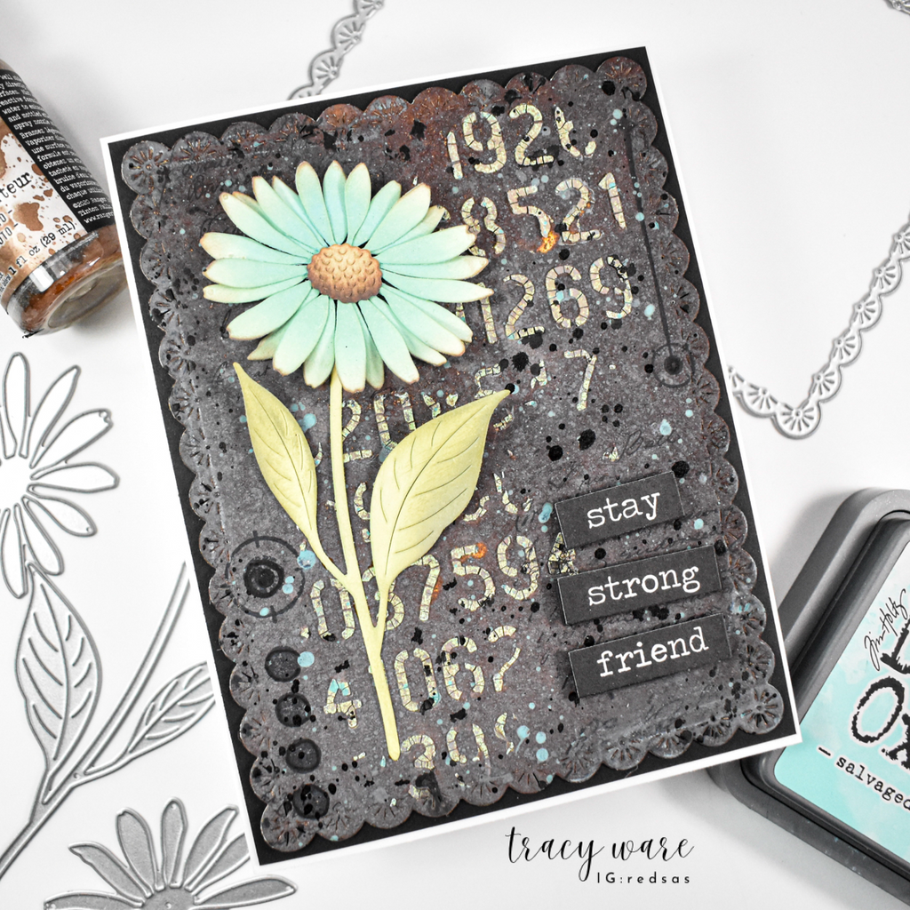Simon Says Stamp Dewdrop Daisy Wafer Dies s1153 Shine On Tracy Ware Stay Strong Daisy Card | color-code:ALT13