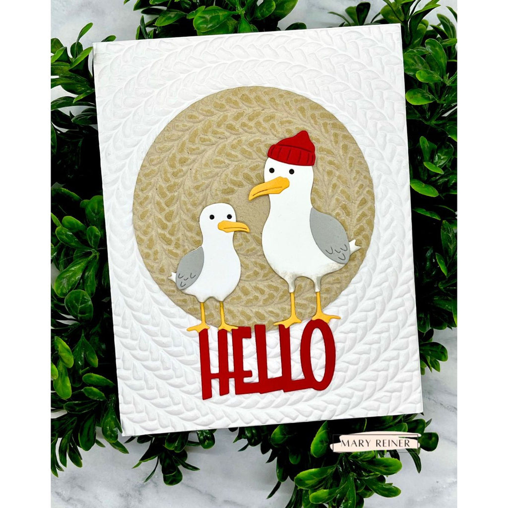 Simon Says Stamp Embossing Folder Circle Braids sf616 Every Happiness Mary Reiner Seagulls Hello Card