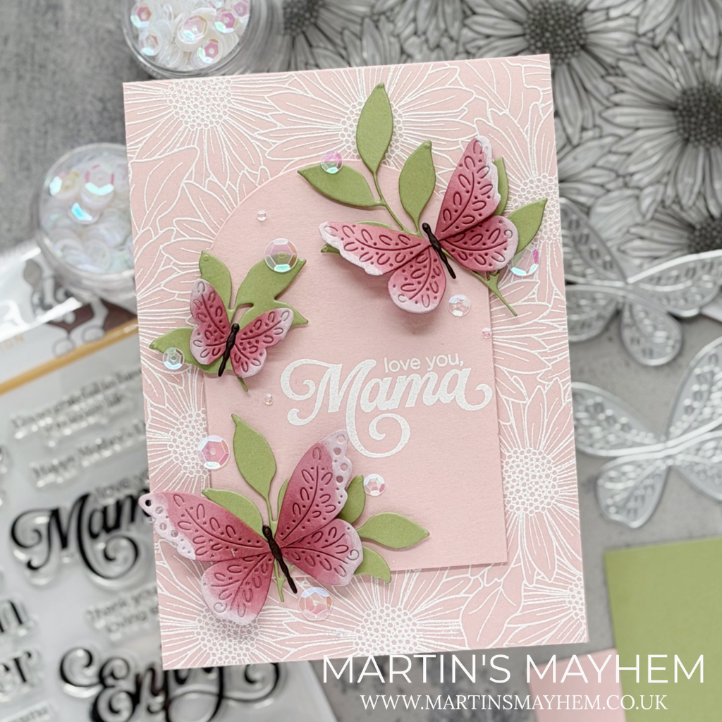 Simon Says Stamp Flourish Butterfly Trio Wafer Dies s1092 In My Heart Love You, Mama Card | color-code:ALT06