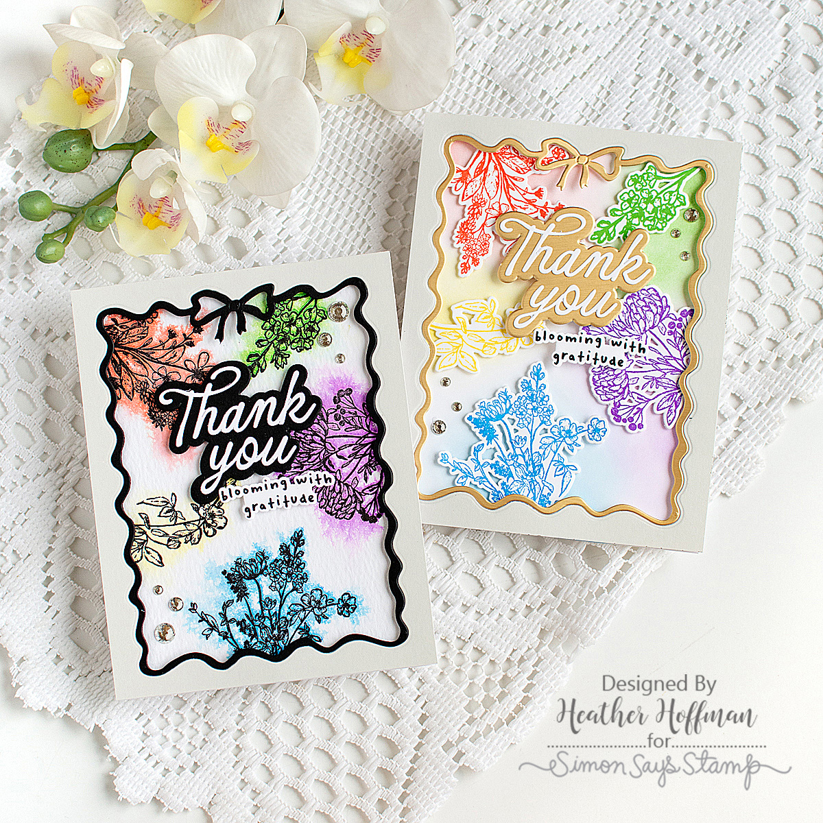 Simon Says Stamp Hand-tied Frame Wafer Dies 1741sd Heather Hoffman Colorful Floral Thank You Cards | color-code:ALT05