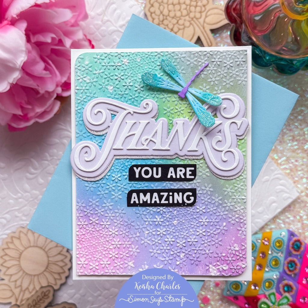 Simon Says Stamp Opulent Thanks Wafer Dies 1664sd Every Happiness Keisha Charles Dragonfly Card